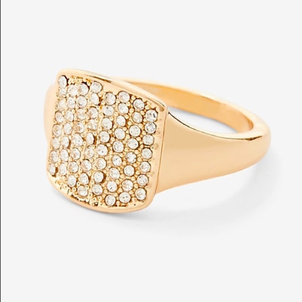 NWT Rectangular Pave Rhinestone Ring